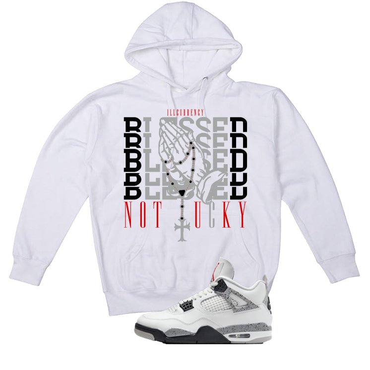 Air Jordan 4 White Cement T-Shirt (Blessed not lucky) product image 3