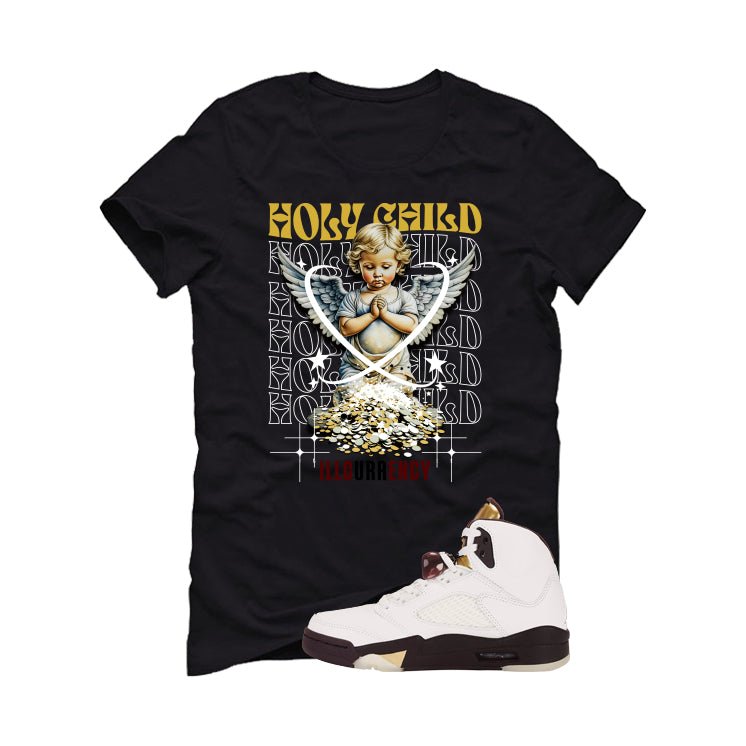 Air Jordan 5 Earth/Metallic Gold Black T-Shirt (Holy product image 2