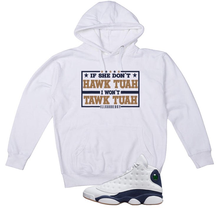 Air Jordan 13 Midnight Navy White T-Shirt (Hawk Tuah) product image 3