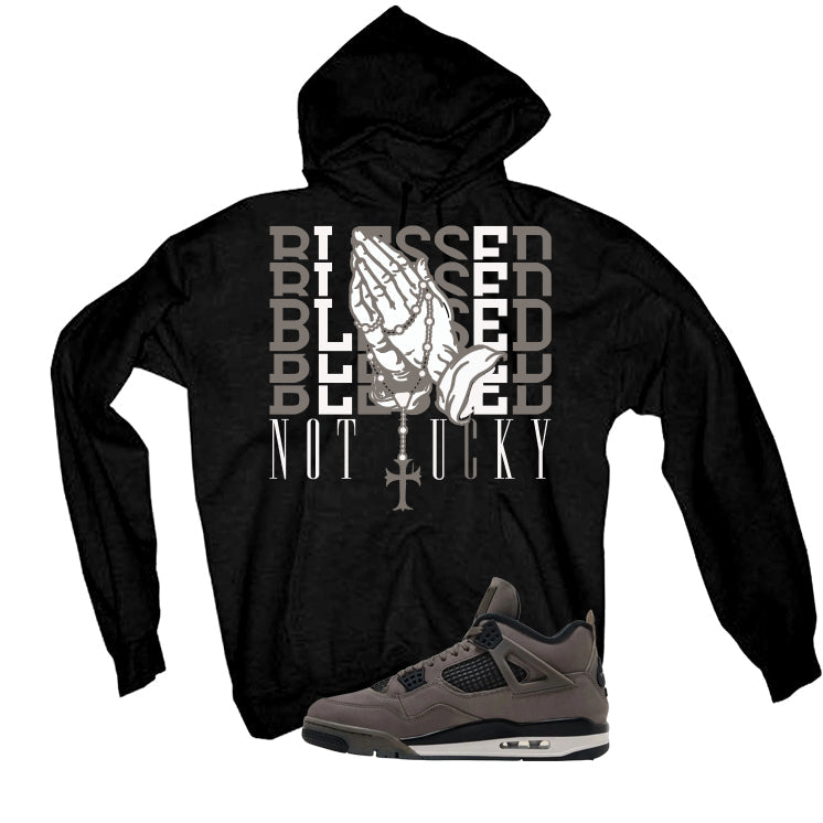 Air Jordan 4 Cave Stone Black T-Shirt (Blessed not lucky) product image 3