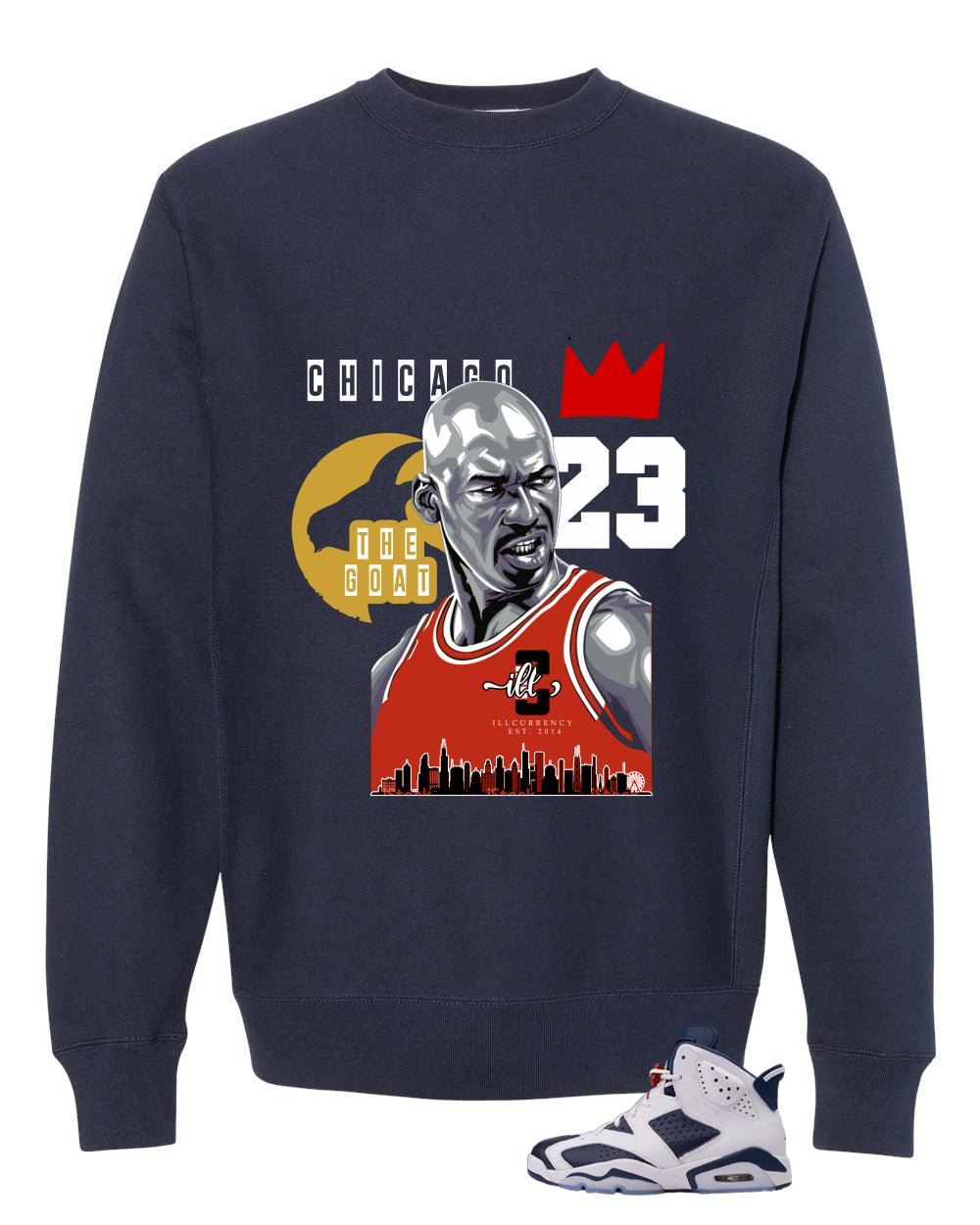 Air Jordan 6 Olympic Navy Blue T-Shirt (GOAT)| illcurrency product image 4