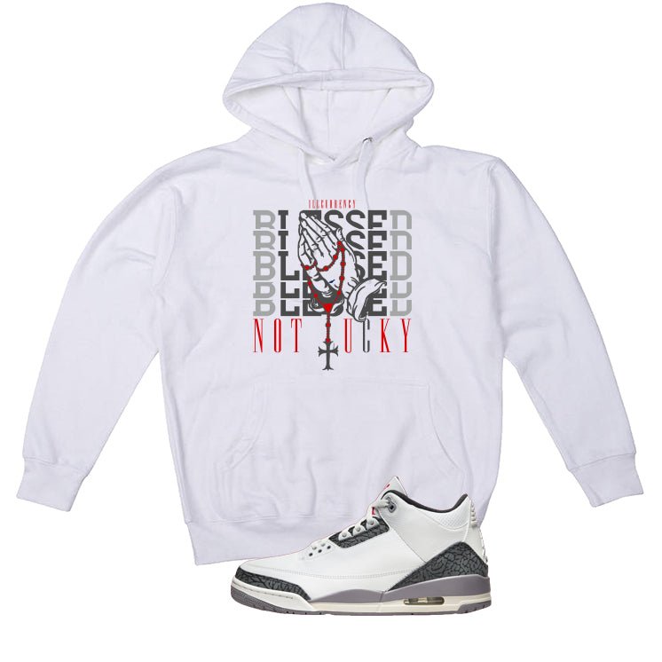 Air Jordan 3 Cement Grey White T-Shirt (Blessed not lucky) product image 3