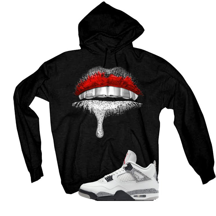 Air Jordan 4 White Cement Black T-Shirt (Lips)| illcurrency product image 3