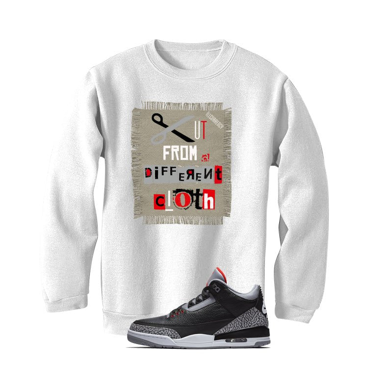 Air Jordan 3 Black Cement White T-Shirt (Cut from a product image 4