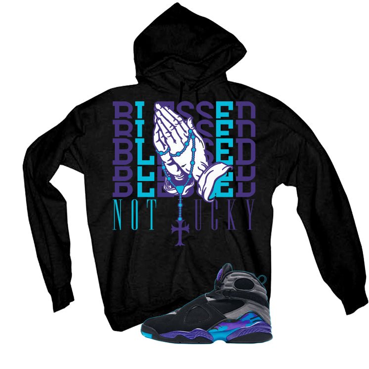 Air Jordan 8 OG Aqua Black T-Shirt (Blessed not lucky) product image 3