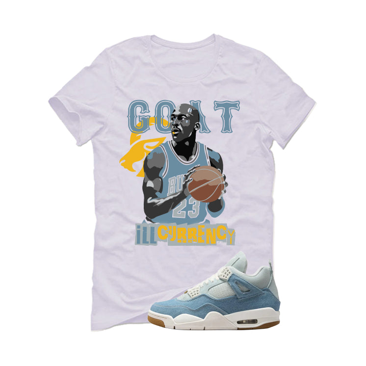 Air Jordan 4 Denim Worn Blue White T-Shirt (MJ GOAT) product image 2