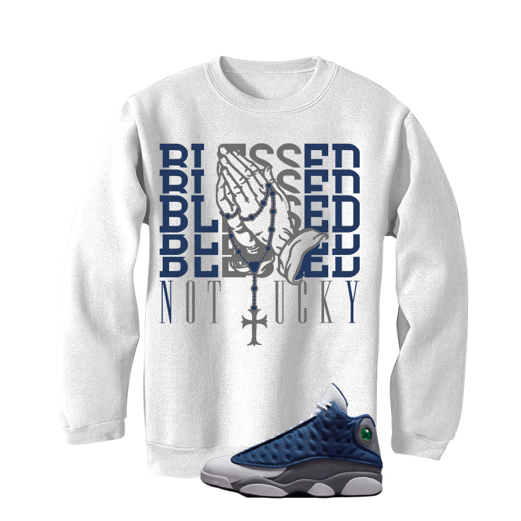 Air Jordan 13 Flint White T-Shirt (Blessed not lucky) product image 4