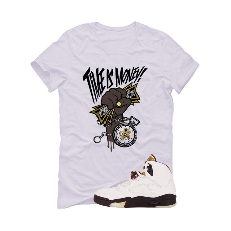 Air Jordan 5 Earth/Metallic Gold White T-Shirt (Time Is product image 2