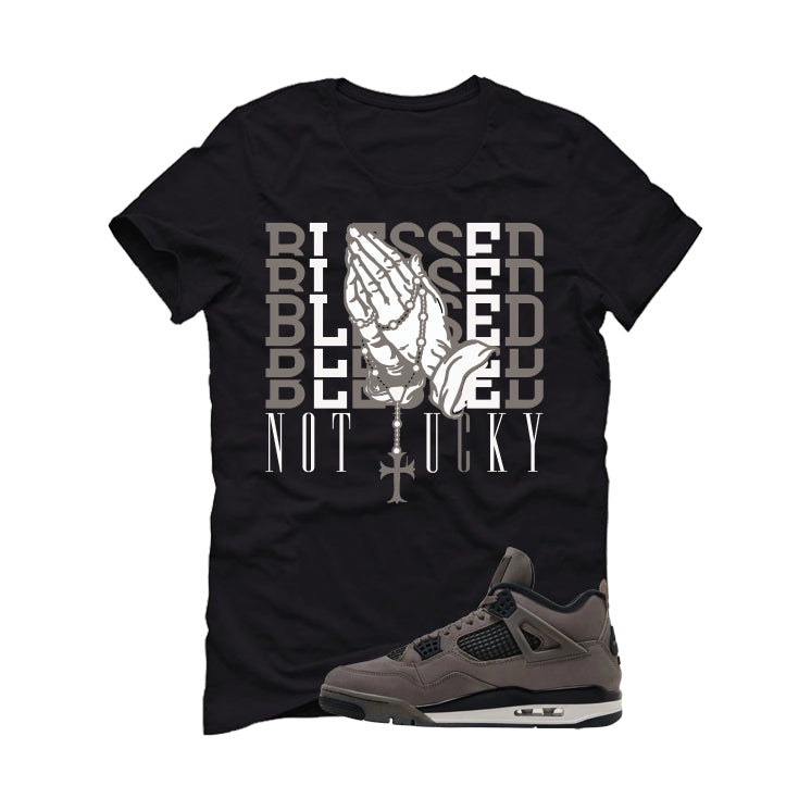 Air Jordan 4 Cave Stone Black T-Shirt (Blessed not lucky) product image 2