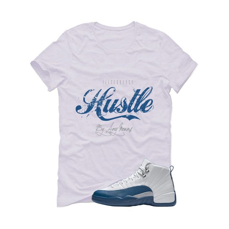 Air Jordan 12 French Blue White T-Shirt (Hustle By Any product image 2