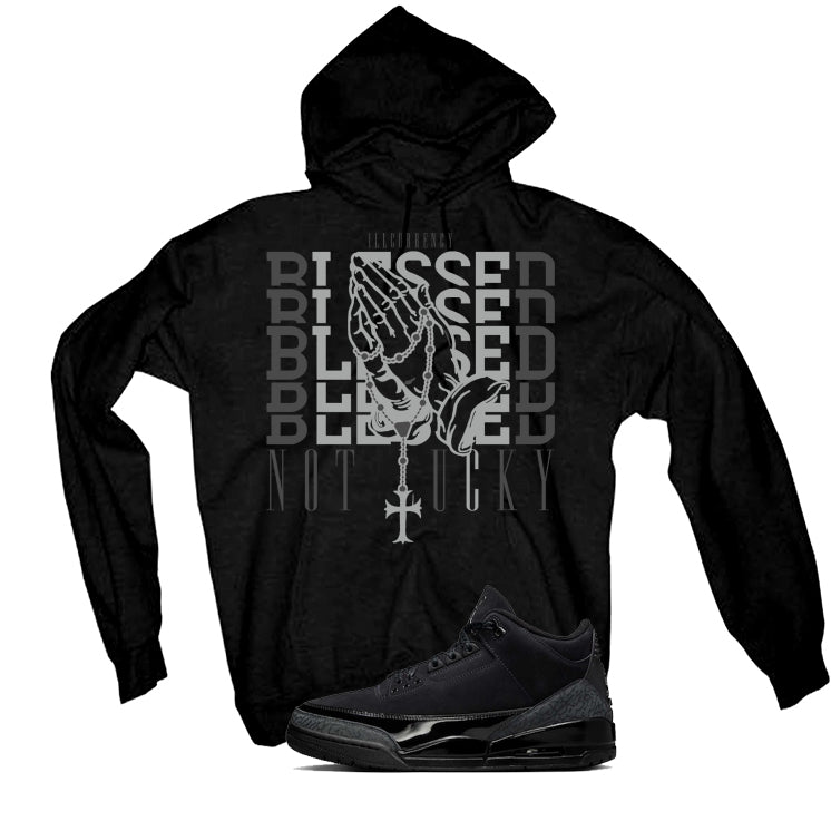 Air Jordan 3 Black Cat T-Shirt (Blessed not lucky) product image 3