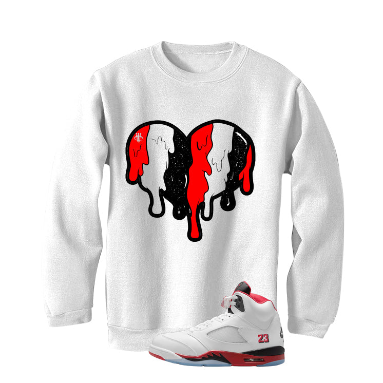 Air Jordan 5 Fire Red Black Tongue White T-Shirt (Heart) product image 4