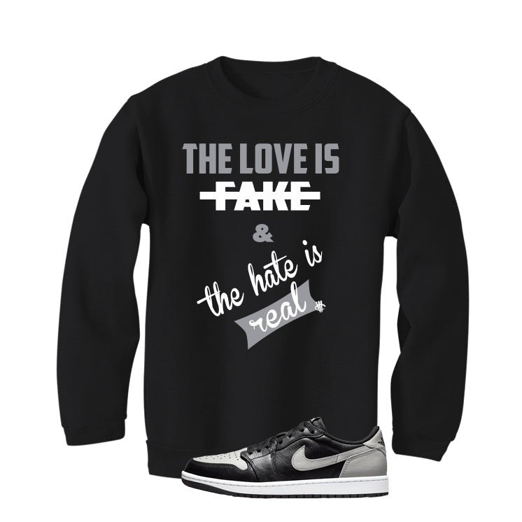 Air Jordan 1 Low OG Shadow Black T-Shirt (Love is Fake) product image 4