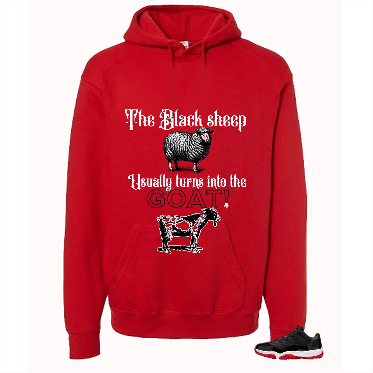 Air Jordan 11 Low Bred Red T-Shirt (the black sheep usually product image 3