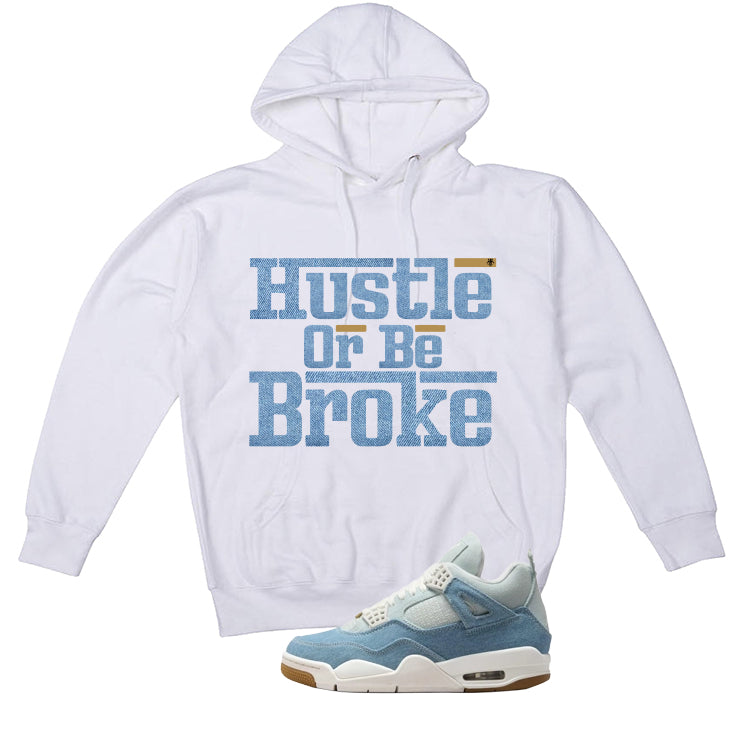Air Jordan 4 Denim Worn Blue White T-Shirt (Hustle Or Be product image 3