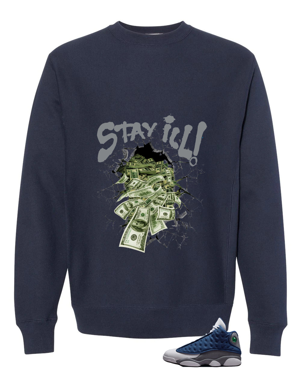 Air Jordan 13 Flint Navy Blue T-Shirt (Stay ill) product image 4