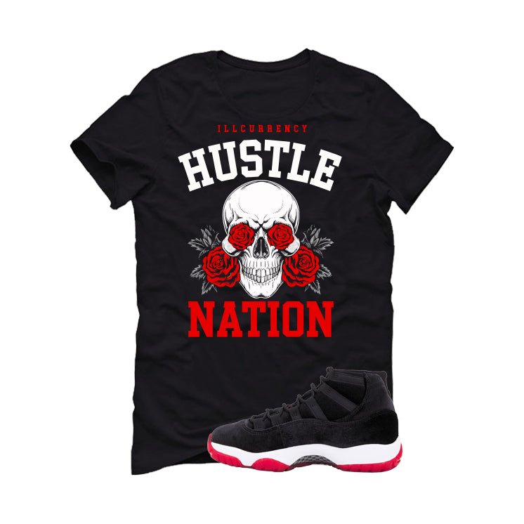 Air Jordan 11 Bred Velvet Black T-Shirt (Hustle Nation) product image 2
