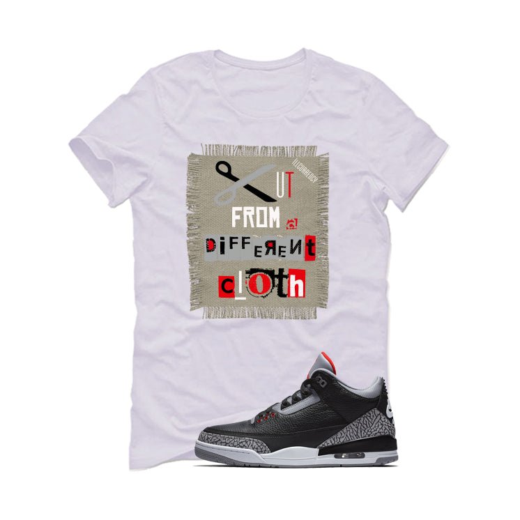 Air Jordan 3 Black Cement White T-Shirt (Cut from a product image 2