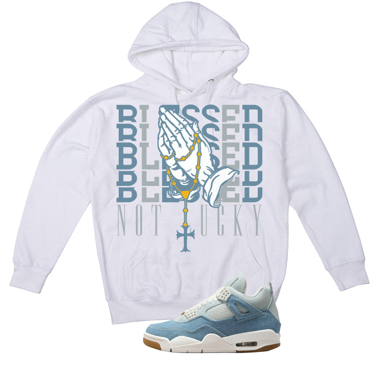 Air Jordan 4 Denim Worn Blue White T-Shirt (Blessed not product image 3