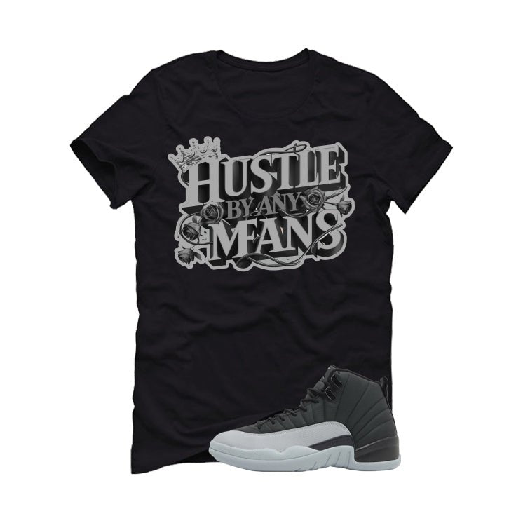 Air Jordan 12 Black/Wolf Grey Black T-Shirt (Hustle By Any product image 2