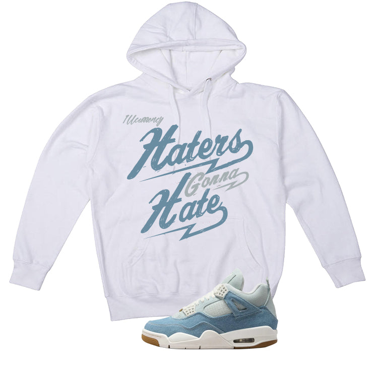 Air Jordan 4 Denim Worn Blue White T-Shirt (Haters gonna product image 3