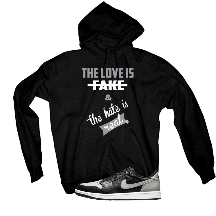 Air Jordan 1 Low OG Shadow Black T-Shirt (Love is Fake) product image 3