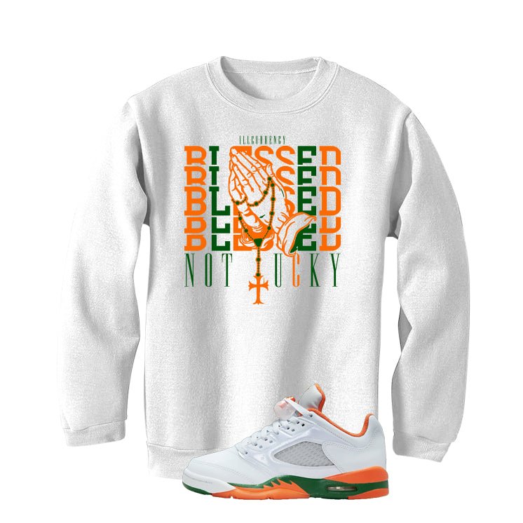 Air Jordan 5 GS Miami Hurricanes White T-Shirt (Blessed not product image 4