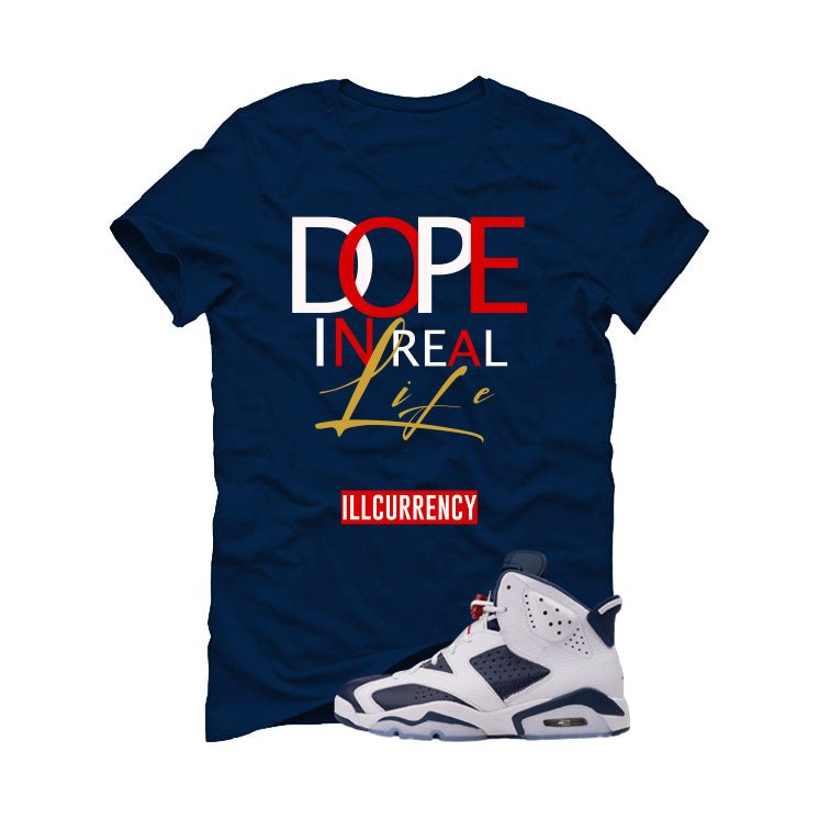 Air Jordan 6 Olympic Navy Blue T-Shirt (DOPE)| illcurrency product image 2