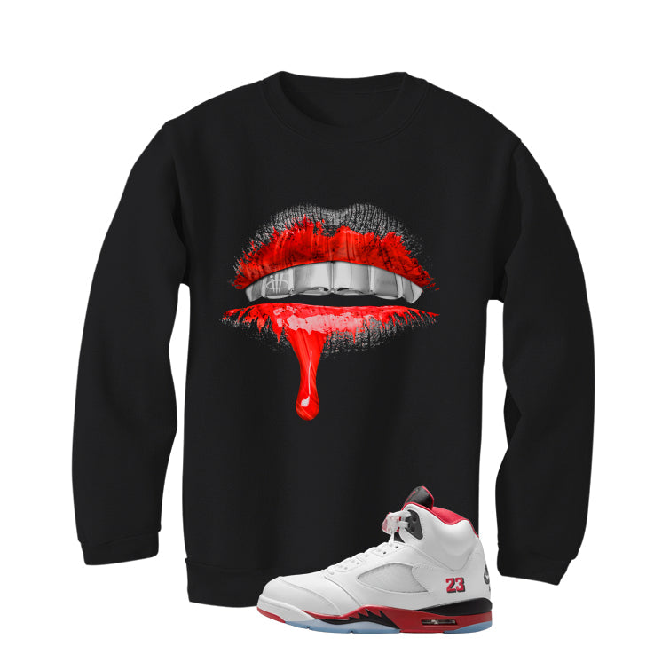 Air Jordan 5 Fire Red Black Tongue T-Shirt (Lips) product image 4