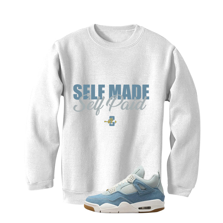 Air Jordan 4 Denim Worn Blue White T-Shirt (Self Made product image 4