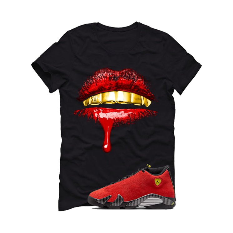 Air Jordan 14 Ferrari Black T-Shirt (Lips)| illcurrency product image 2