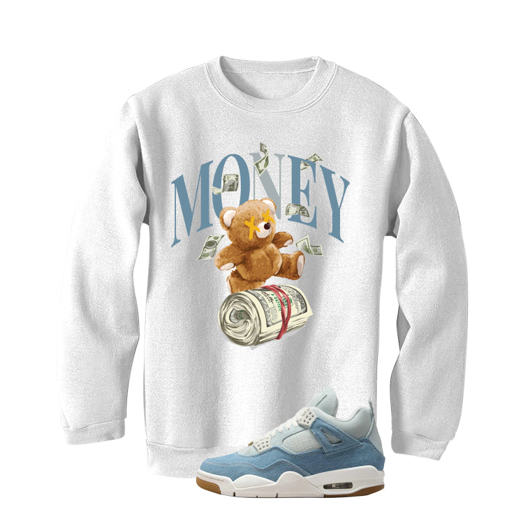 Air Jordan 4 Denim Worn Blue White T-Shirt (Money Bear product image 4