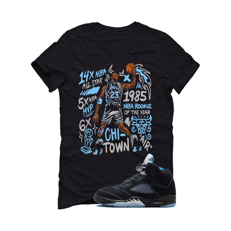 Air Jordan 5 Black/University Blue Matching T-Shirt Black product image 2