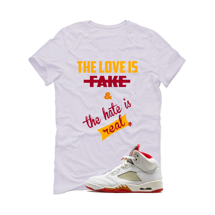 Air Jordan 5 Sunset Matching T-Shirt Love Is Fake product image 2