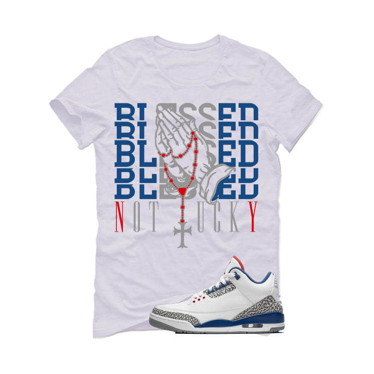 Air Jordan 3 True Blue Matching T-Shirt White (Blessed not product image 2