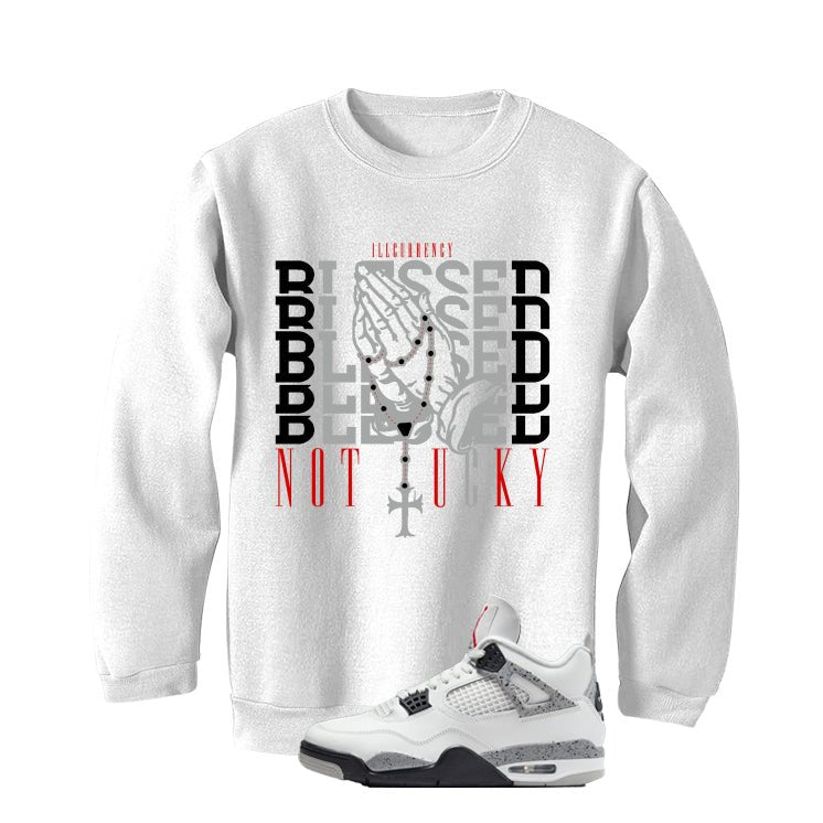 Air Jordan 4 White Cement T-Shirt (Blessed not lucky) product image 4