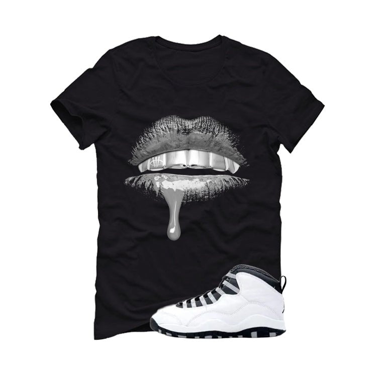 Air Jordan 10 OG Steel Black T-Shirt (Lips)| illcurrency product image 2
