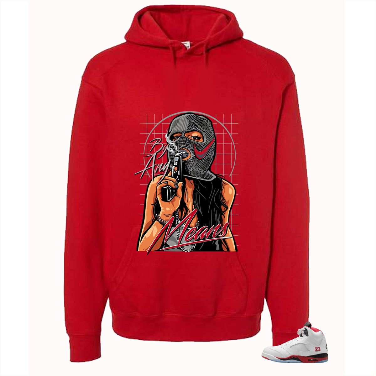 Air Jordan 5 Fire Red Black Tongue T-Shirt (By Any Means) product image 3