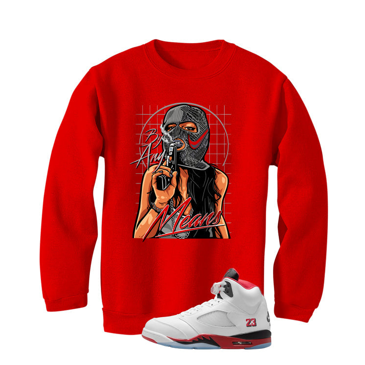 Air Jordan 5 Fire Red Black Tongue T-Shirt (By Any Means) product image 4
