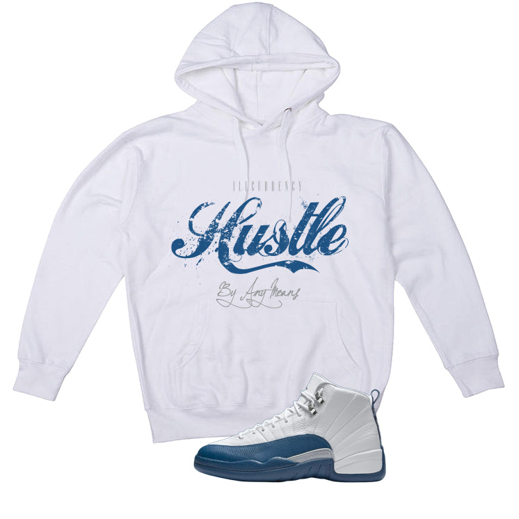 Air Jordan 12 French Blue White T-Shirt (Hustle By Any product image 3