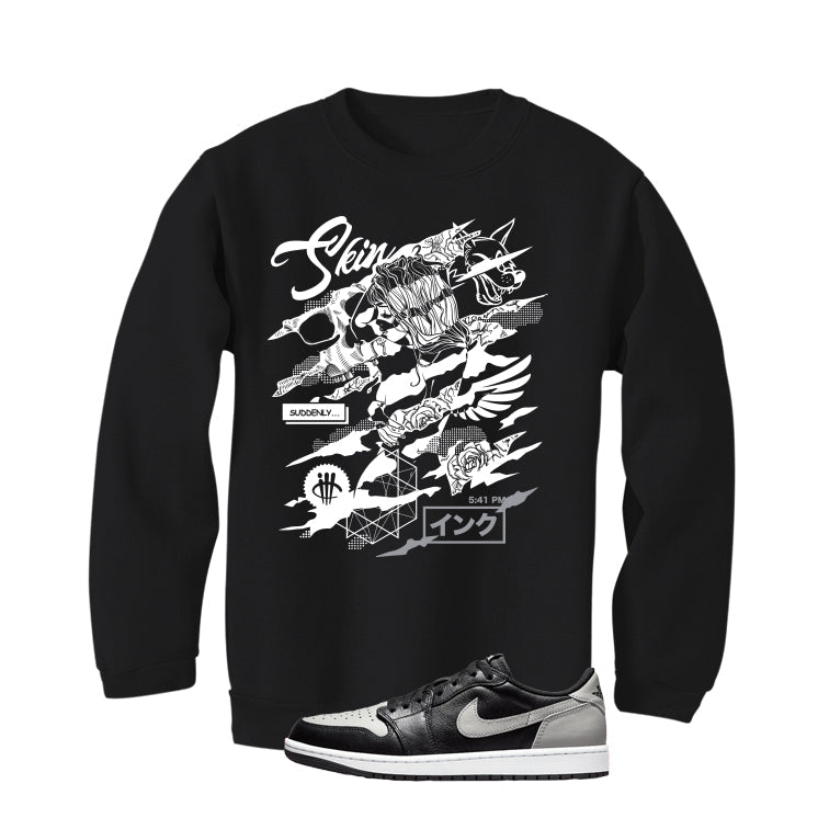 Air Jordan 1 Low OG Shadow Black T-Shirt (SKIN AND INK) product image 4
