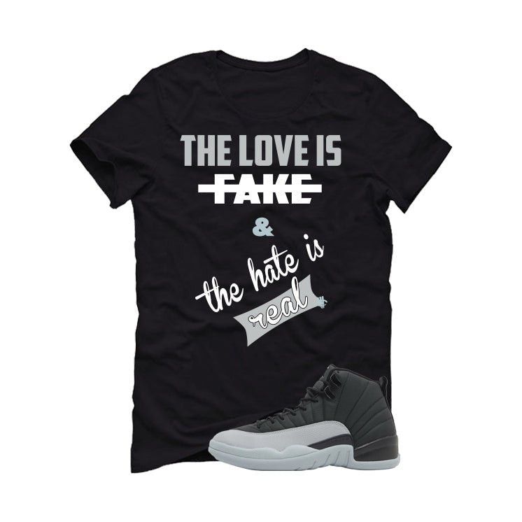 Air Jordan 12 Black/Wolf Grey Black T-Shirt (Love is Fake) product image 2