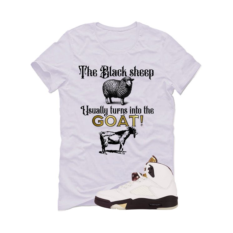 Air Jordan 5 Earth/Metallic Gold White T-Shirt (the black product image 2