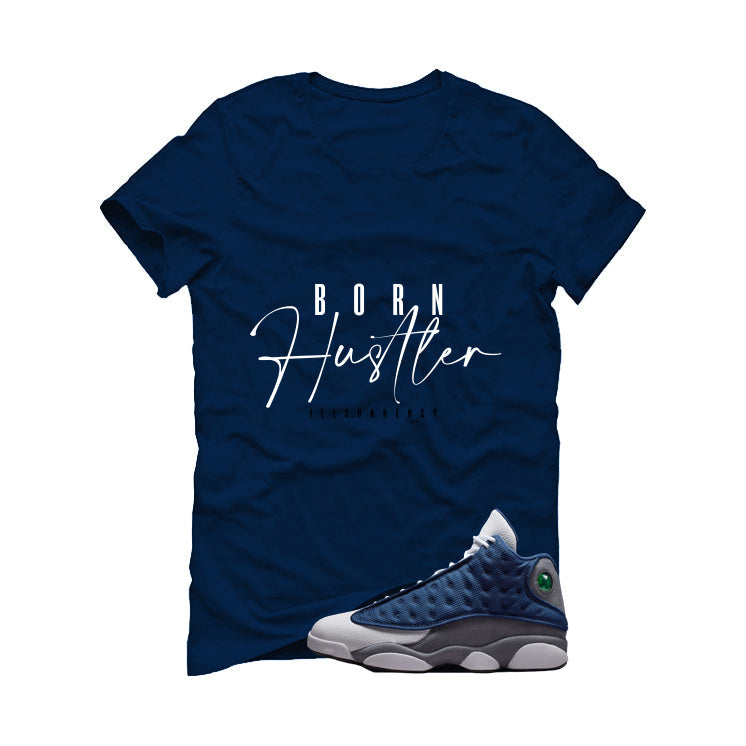 Air Jordan 13 Flint Navy Blue T-Shirt (Born Hustler) product image 2