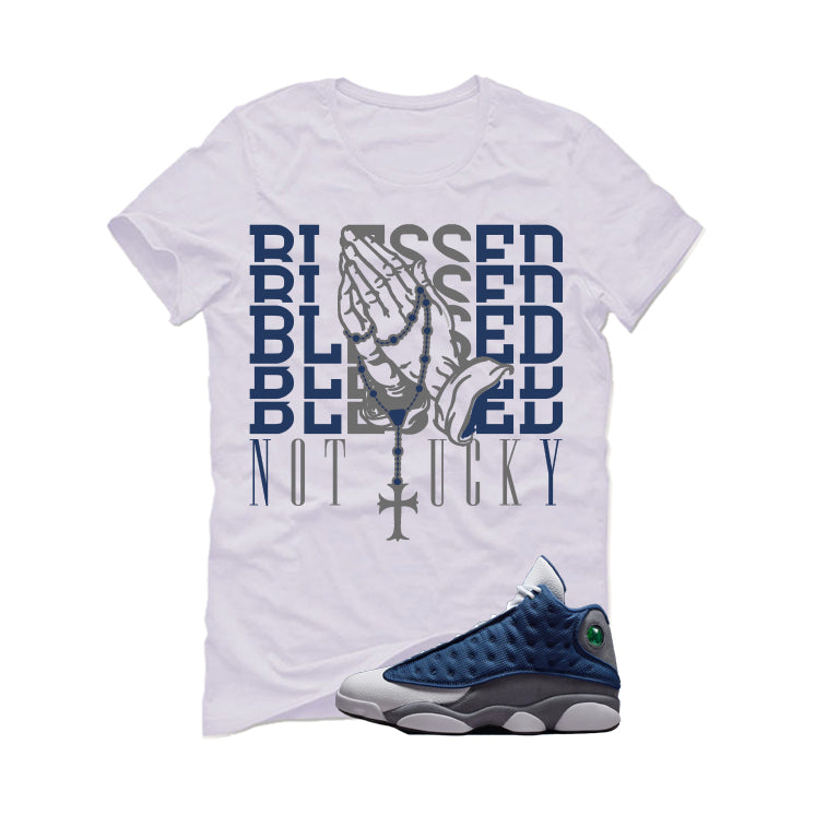 Air Jordan 13 Flint White T-Shirt (Blessed not lucky) product image 2