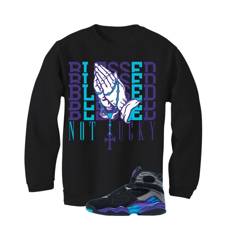 Air Jordan 8 OG Aqua Black T-Shirt (Blessed not lucky) product image 4
