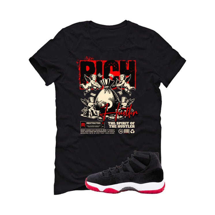 Air Jordan 11 Bred Velvet Black T-Shirt (Rich Hustler) product image 2