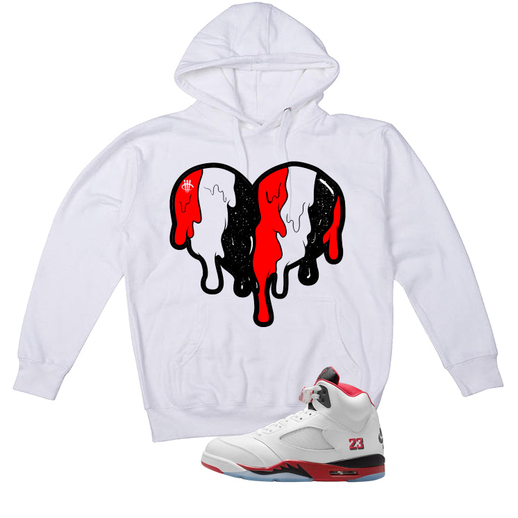 Air Jordan 5 Fire Red Black Tongue White T-Shirt (Heart) product image 3