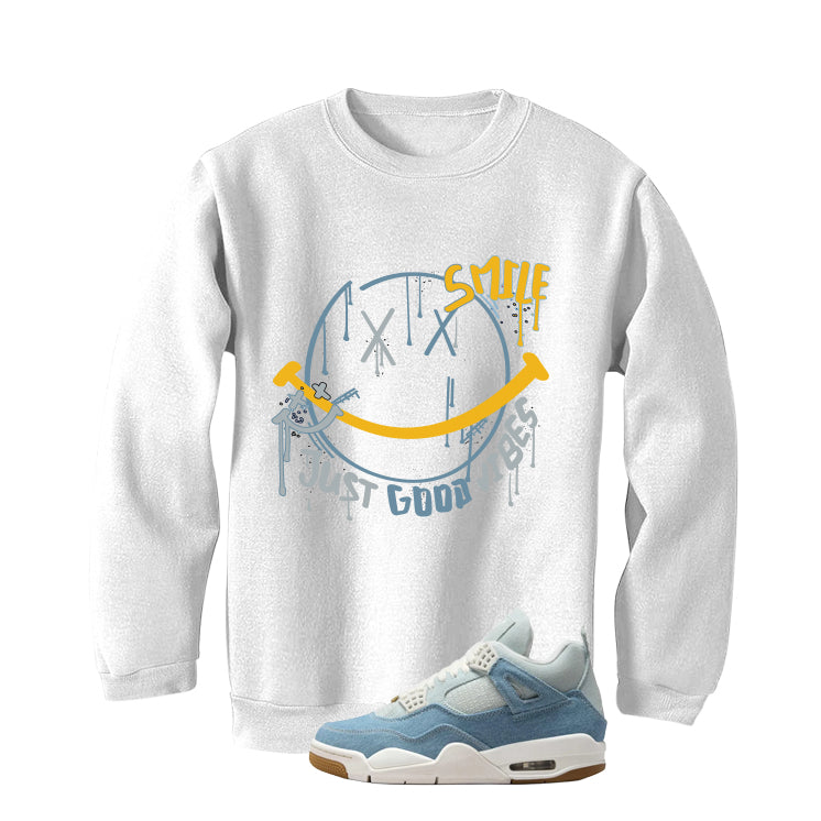 Air Jordan 4 Denim Worn Blue White T-Shirt (Smile) product image 4