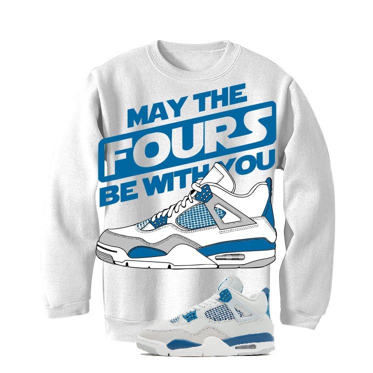 Air Jordan 4 Military Blue White T-Shirt (may the four's be product image 4